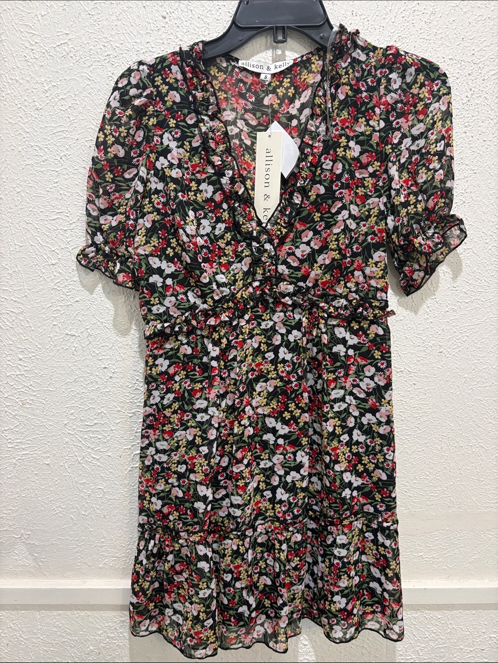 allison & kelly Black Floral Casual Girls' Dress